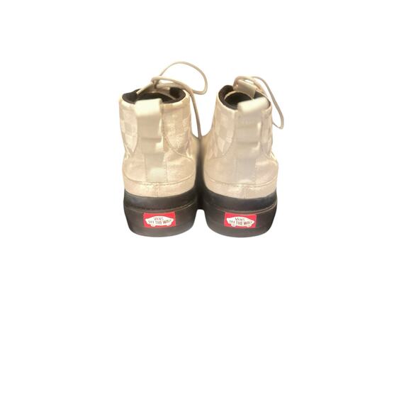 VANS UNISEX COLFAX CHECKERBOARD BOOTS MENS 6.5 WOMENS 8 CREAM SUEDE BLACK Lace - Picture 5 of 8